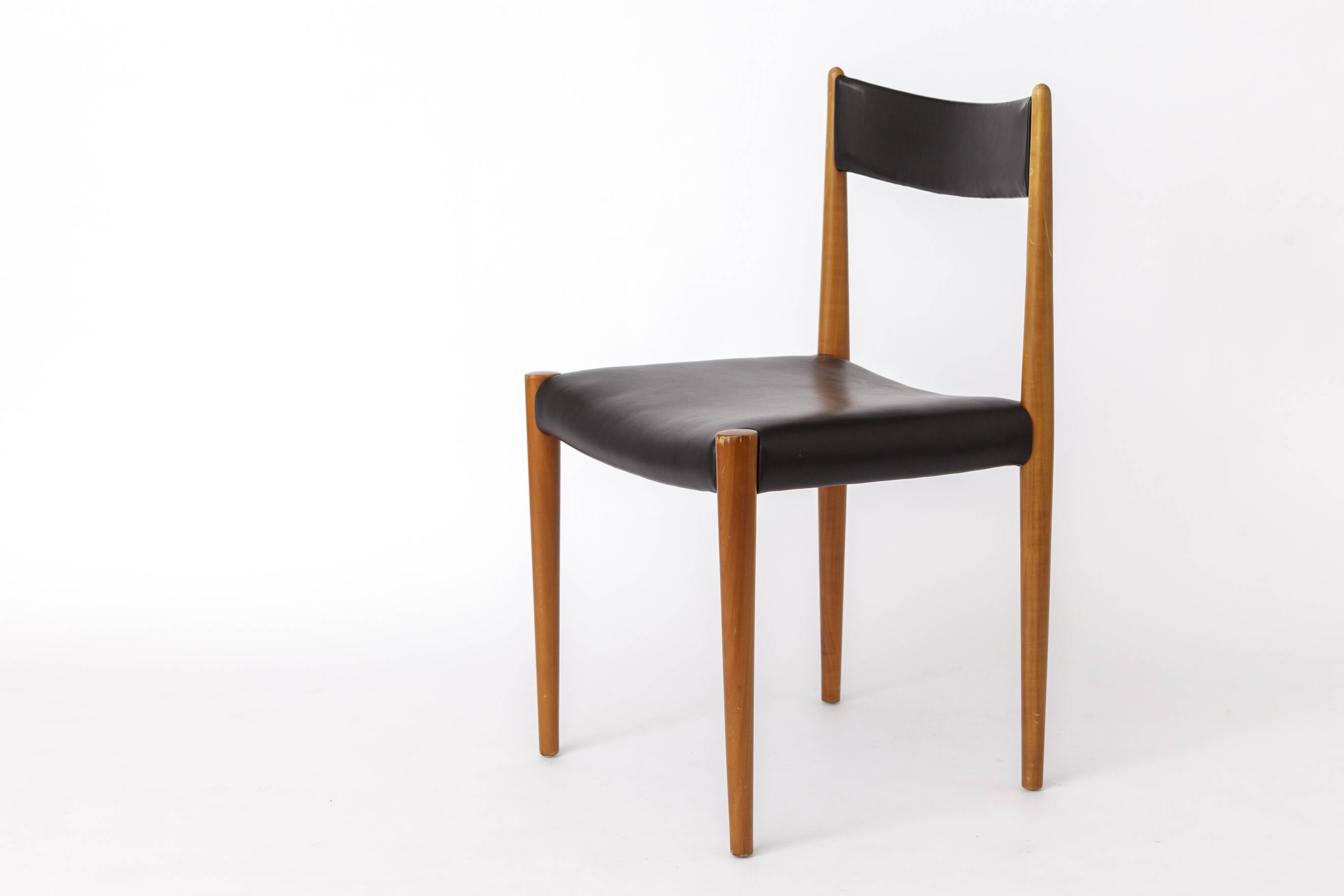 6 Vintage German Dining Chairs by Lübke, 1970s, Beech Wood & Faux Leather