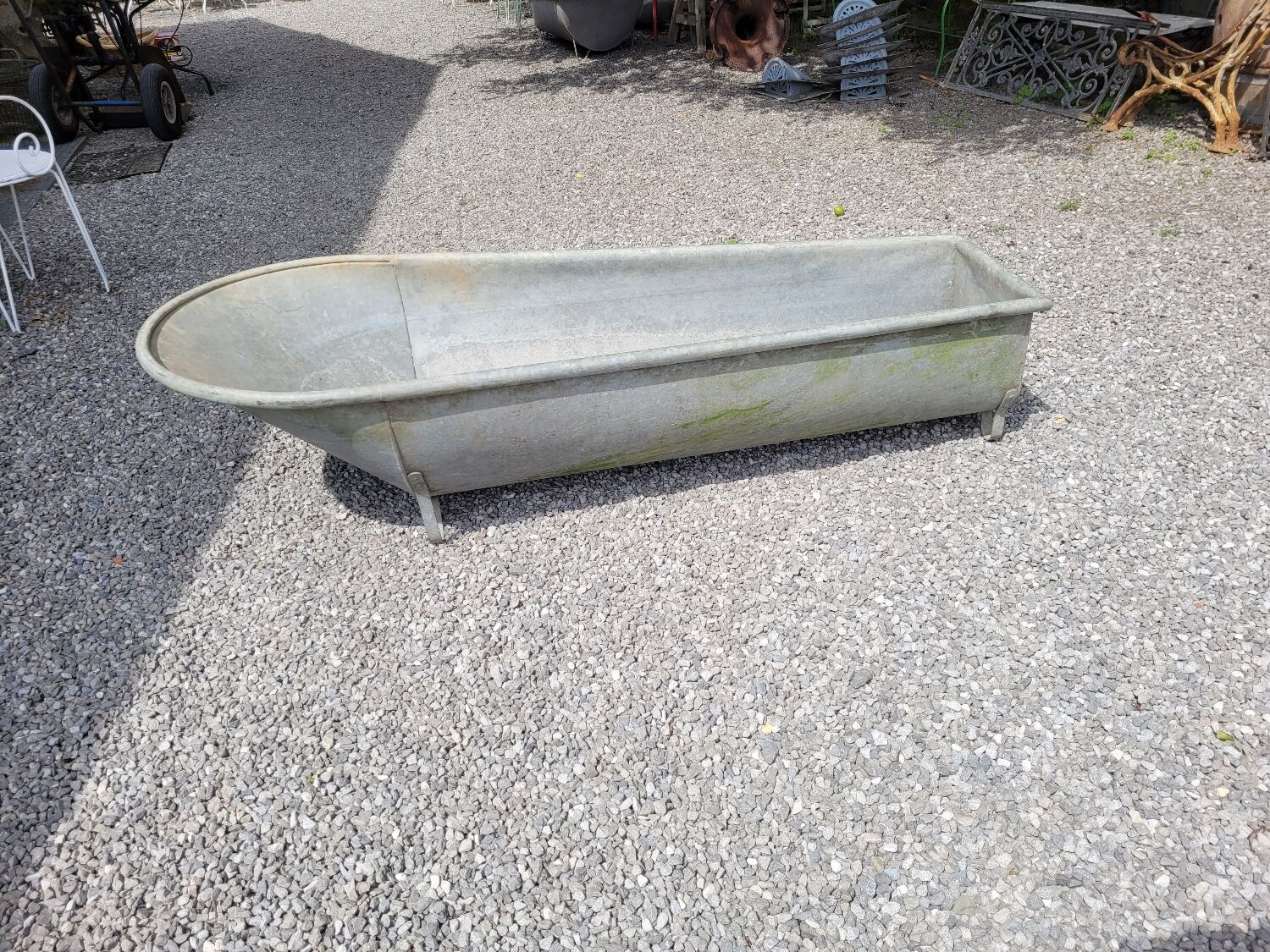 Old zinc bathtub