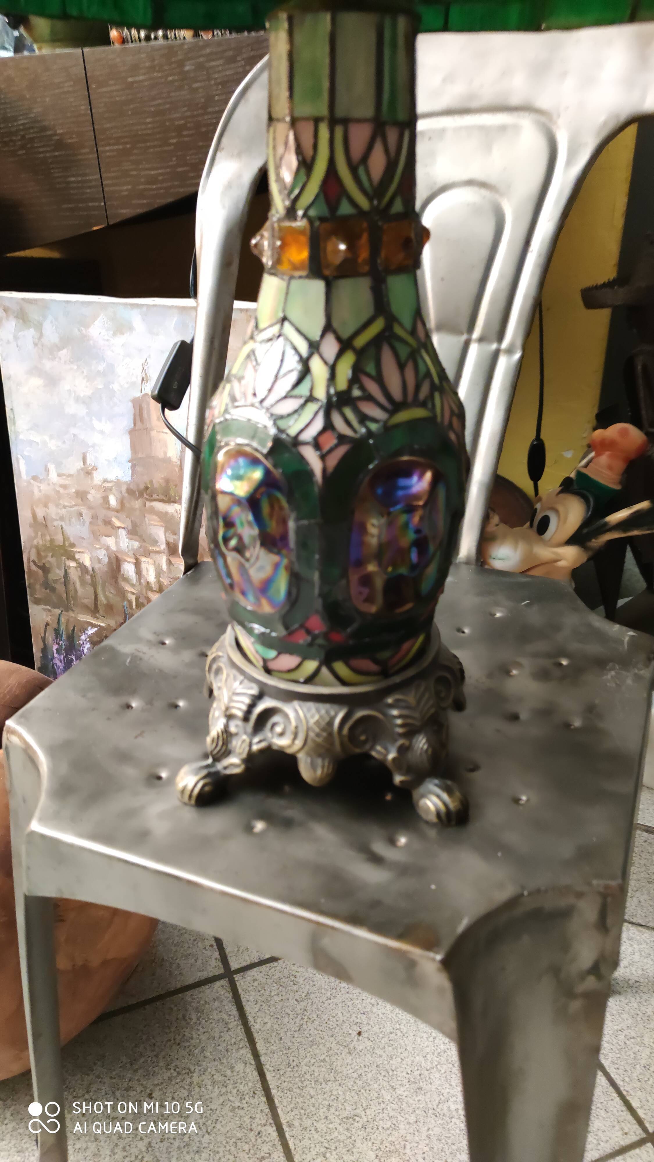 Stained glass mosaic lamp, circa 1980