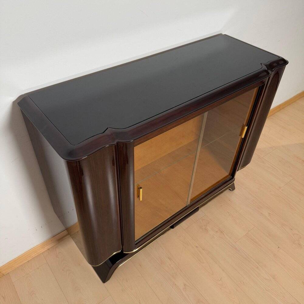 Art Deco Sideboard with Vitrine in Macassar Ebony & Maple, Paris, 1930s