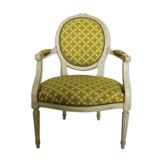 Fauteuil médaillon à bras style Louis XVI