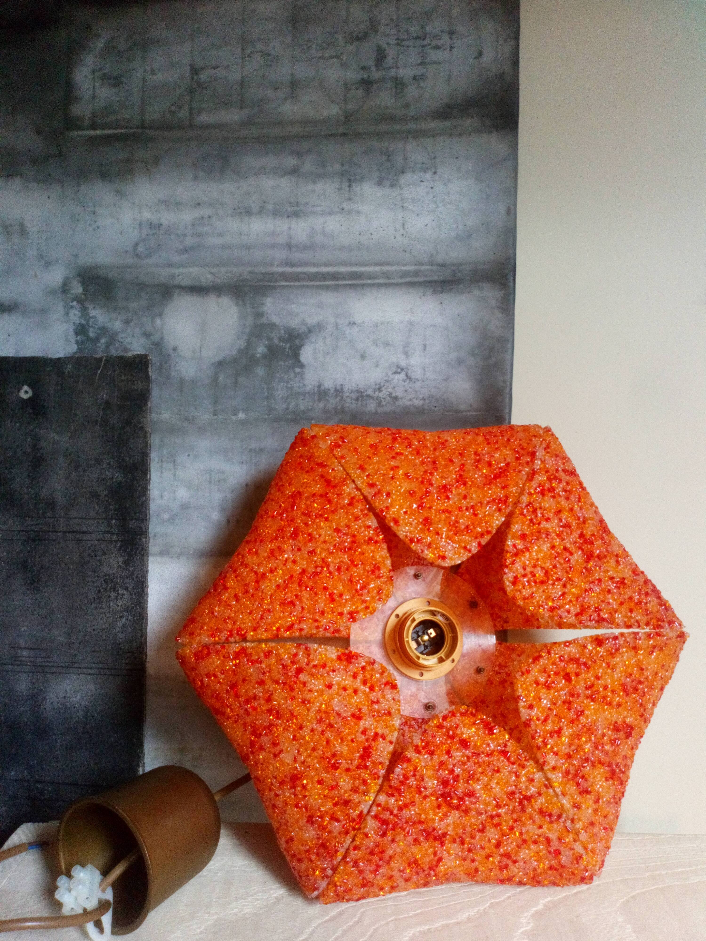 Vintage orange perspex hanging lamp
