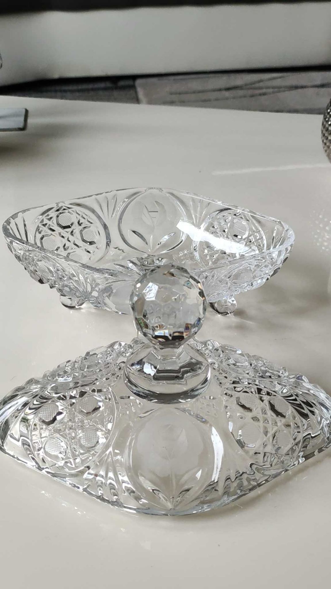 Bonbonnière stylé Boho tchèque en cristal de Bohème