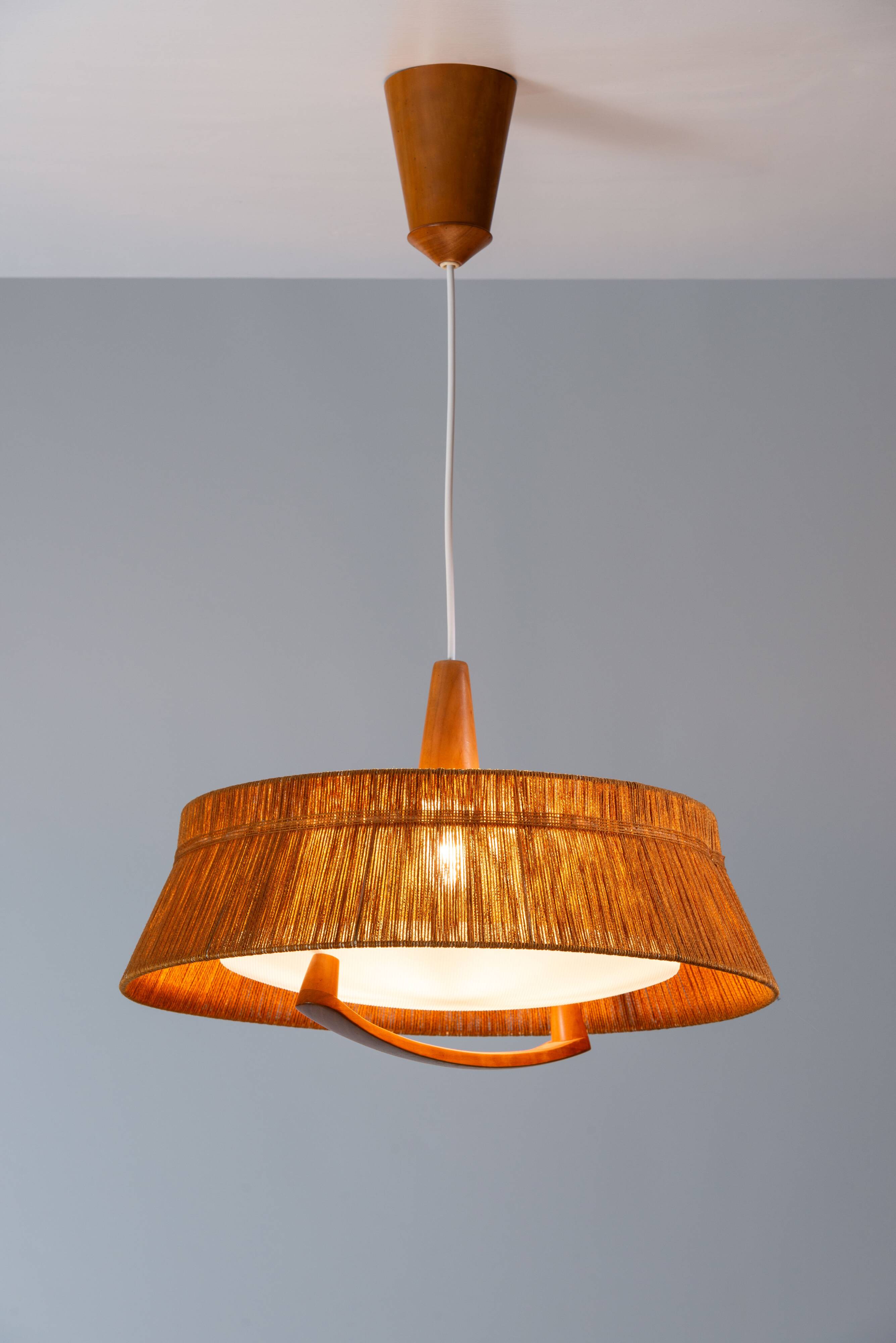 Temde teak and sisal pendant