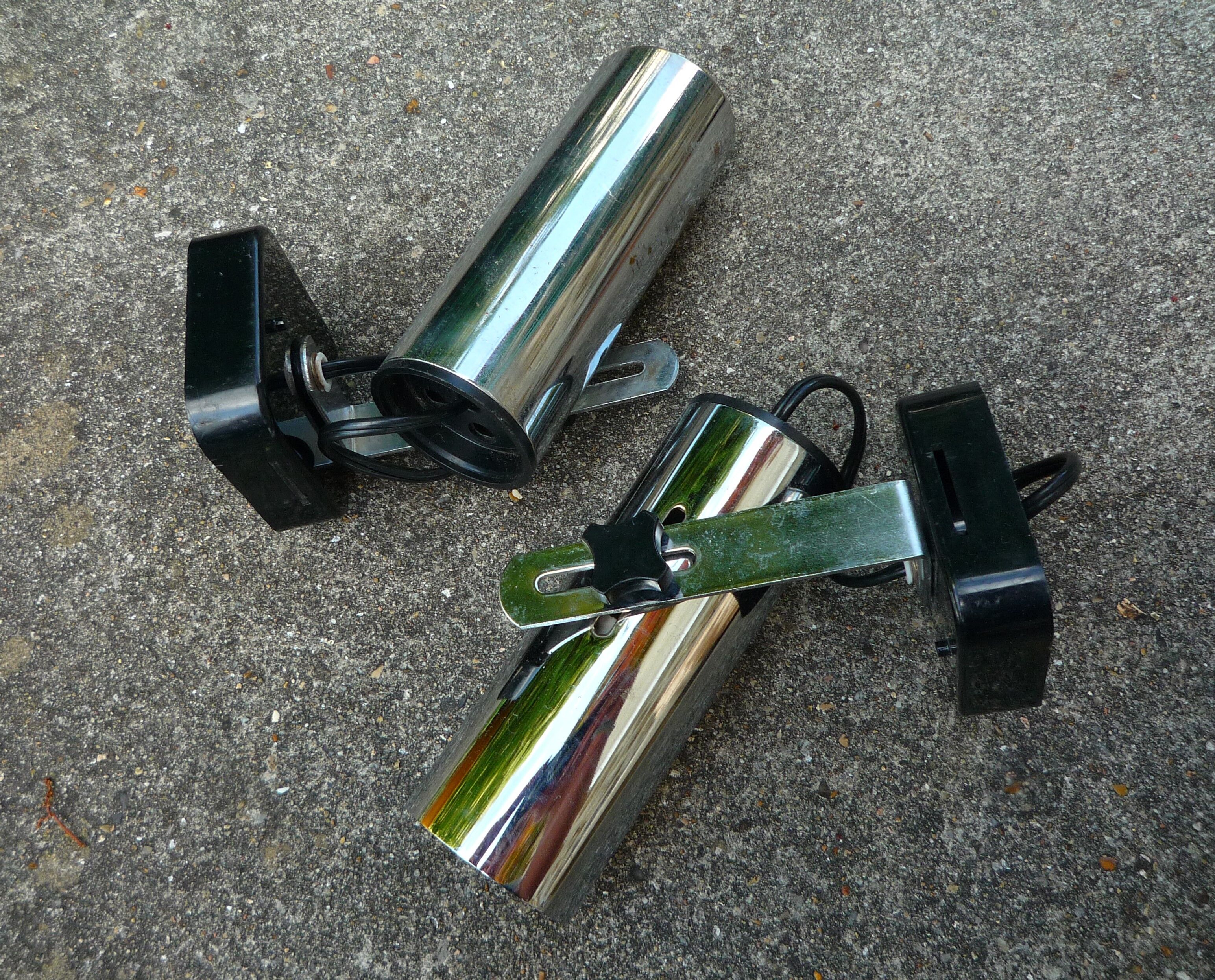 Pair of spotlight lamps, chromed metal, vintage 1970s