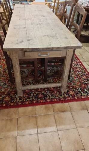 Large 19th Century Farm Table - Solid Wood - 240 cm