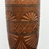 Turned and carved wooden vase, mid-20th century