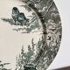 Compotier ancien Sarreguemines – Modèle Neige – Décor oiseaux vert