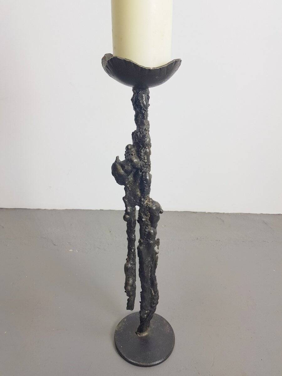 Brutalist Floor Candleholder in Cast Iron, Germany, 1960s