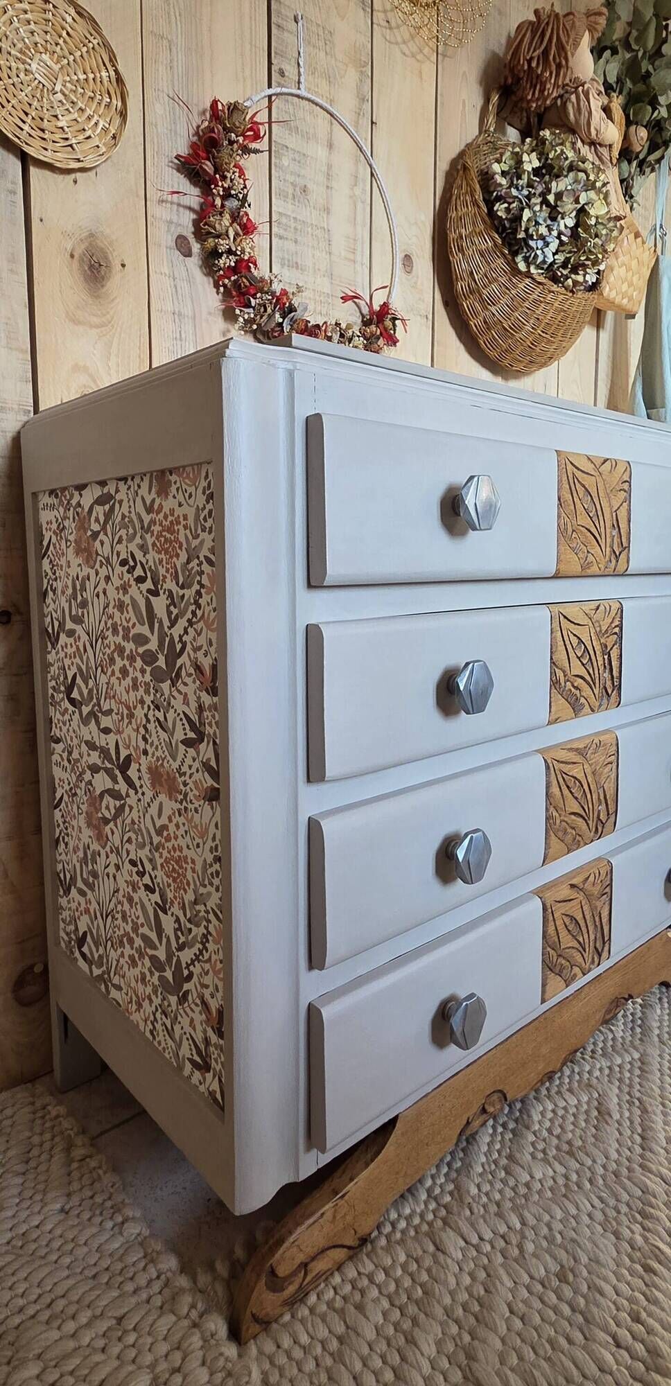 Art Deco chest of drawers with mustache feet