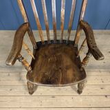 Brown English Windsor armchair with high back