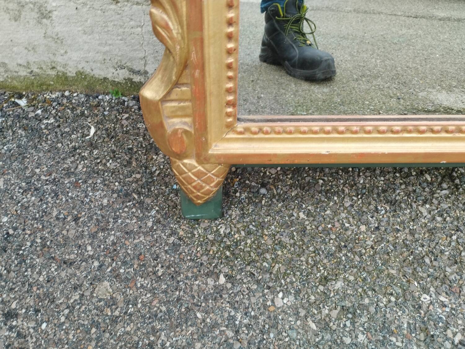 Antique gilded wooden mirror in Louis XVI style