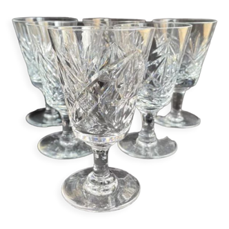 6 crystal wine glasses cut xxth