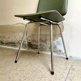 Chair in chrome aluminum and green skaï 1960s