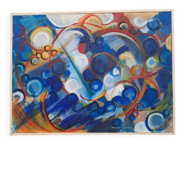 Tableau peinture abstrait signé André Meunier, moderniste, design