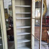 Magnificent pair of green painted fir bookcase display cabinet early 20th century