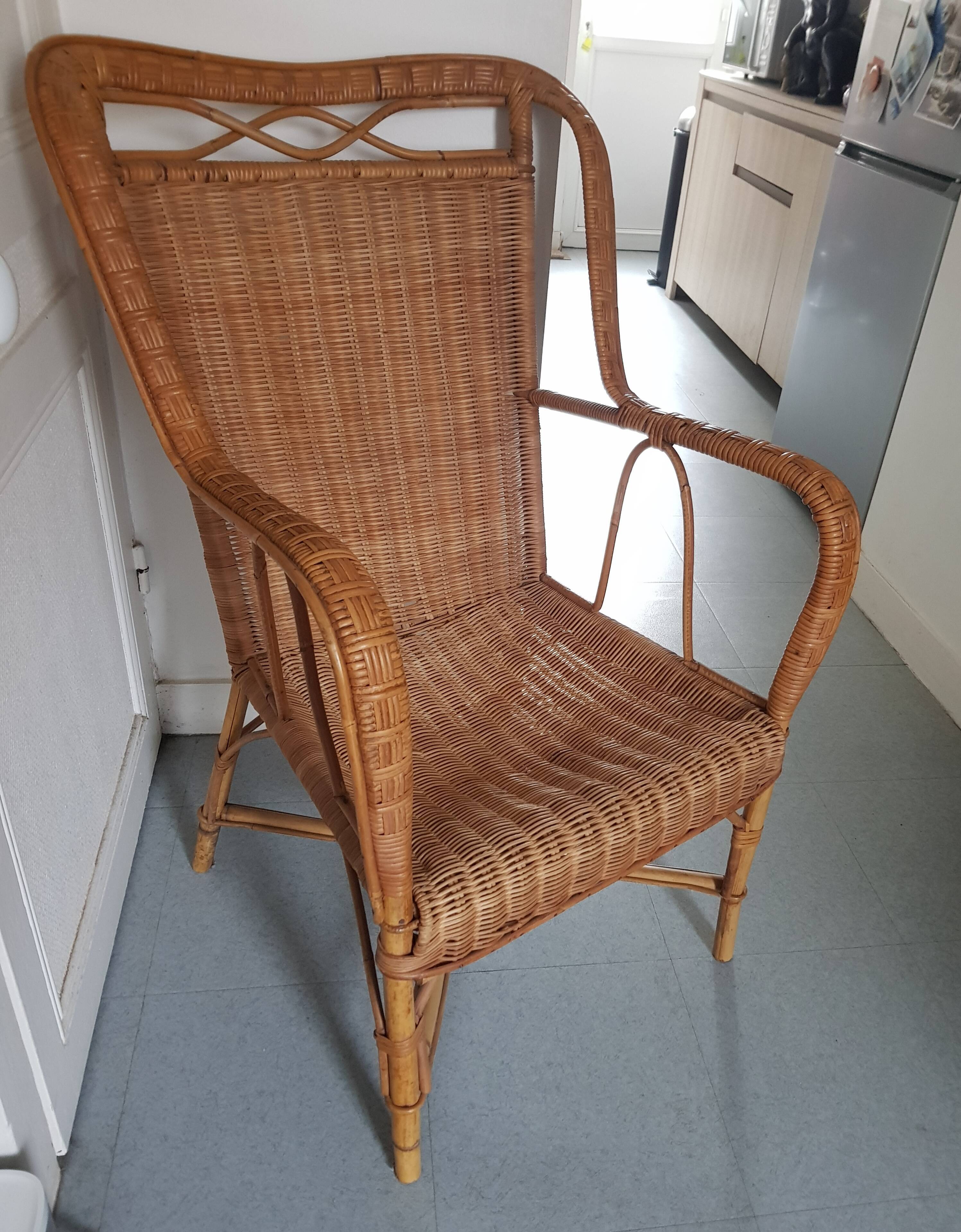 Fauteuil rotin 1950 circa