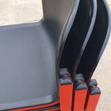 Set 4 - stackable chair Typy Massimo Papiri black red postmodern 1990s