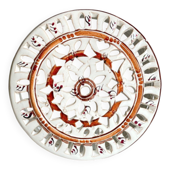Handcrafted terracotta wall lamp enamelled bordeaux center