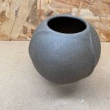 Ancien vase boule céramique grise vintage