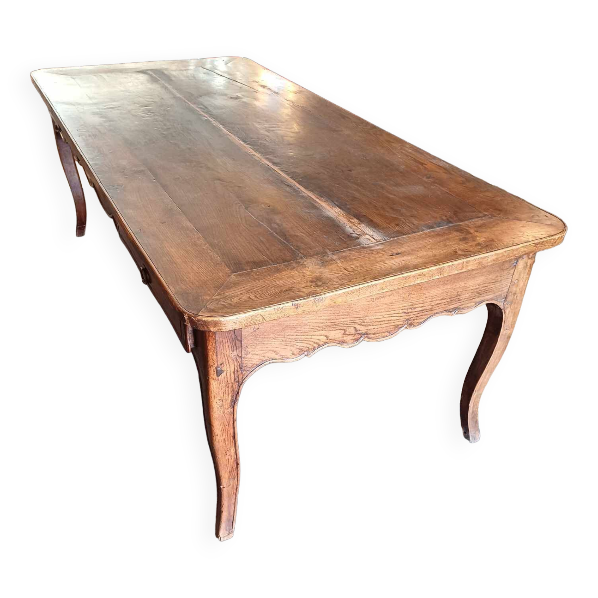 19th century farm table with 2 drawers 208 long 100 wide 75 high