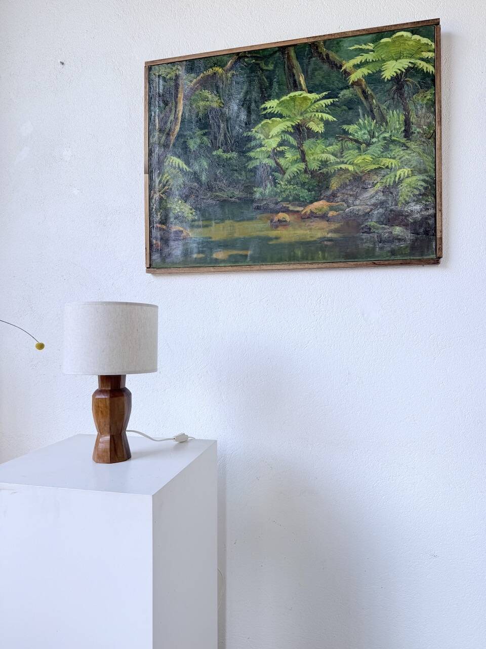 Brutalist walnut table lamp 1950