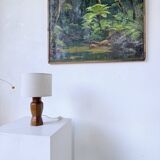 Brutalist walnut table lamp 1950