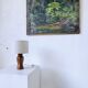 Brutalist walnut table lamp 1950