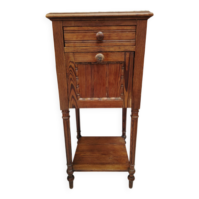 Table de nuit ancienne en bois massif et marbre – XIXème