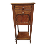 Antique bedside table in solid wood and marble – 19th century