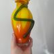Vase en verre soufflé style Murano à décor de fleur