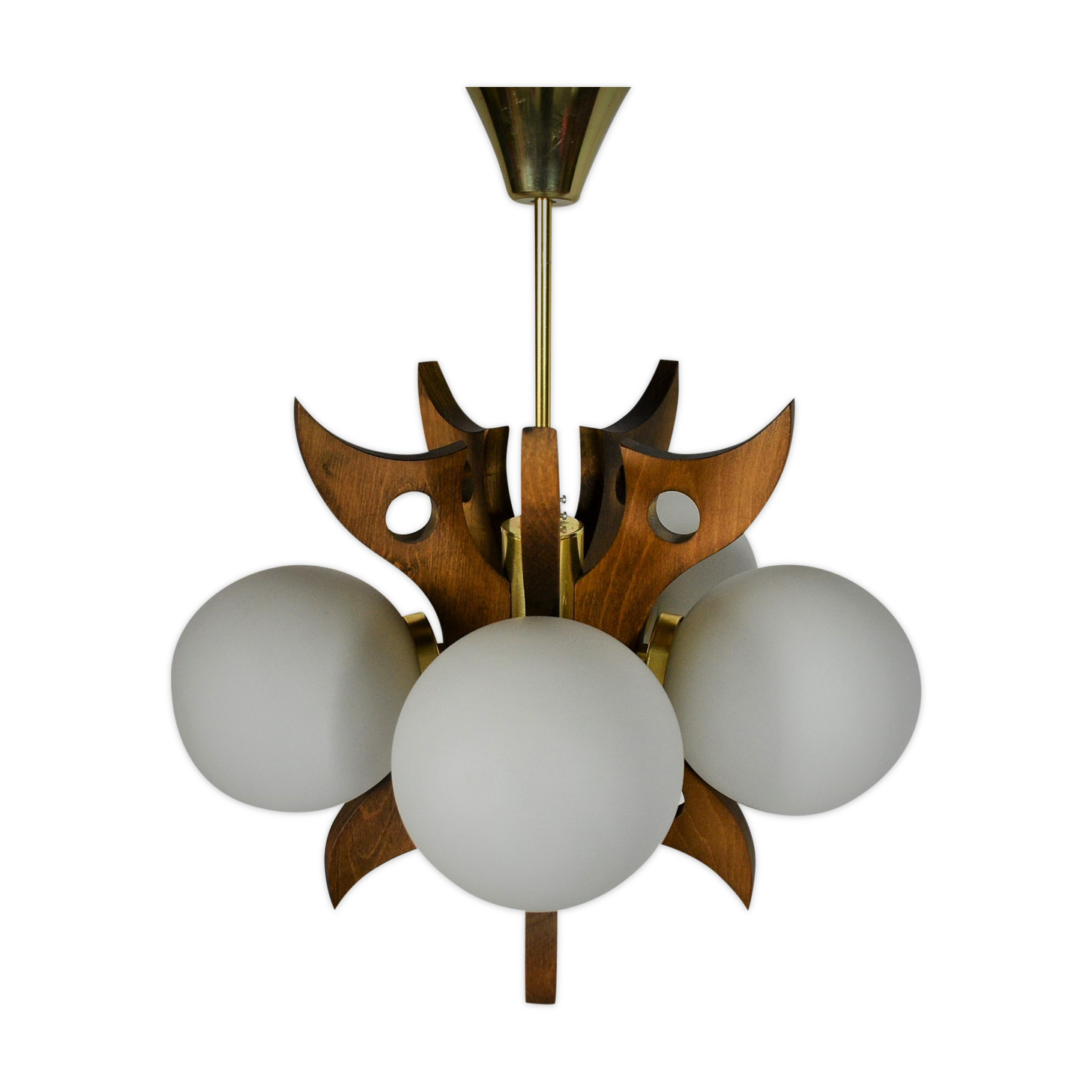 Midcentury Wood Chandelier, 1970s
