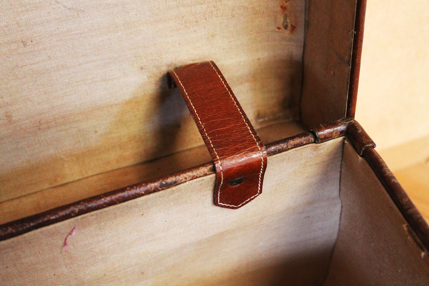 Antique XXL leather suitcase