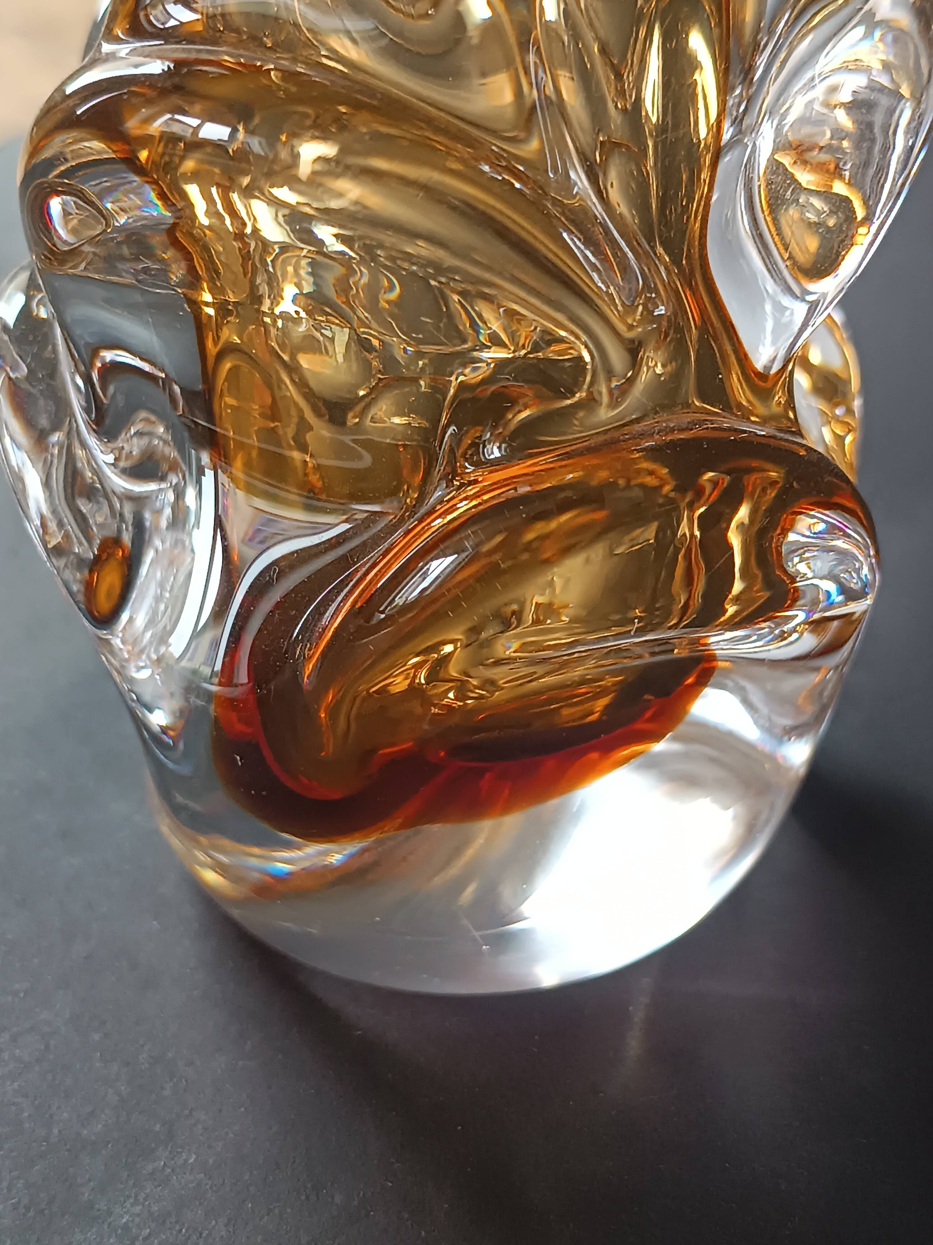Amber glass vase design Jan Beranek vintage