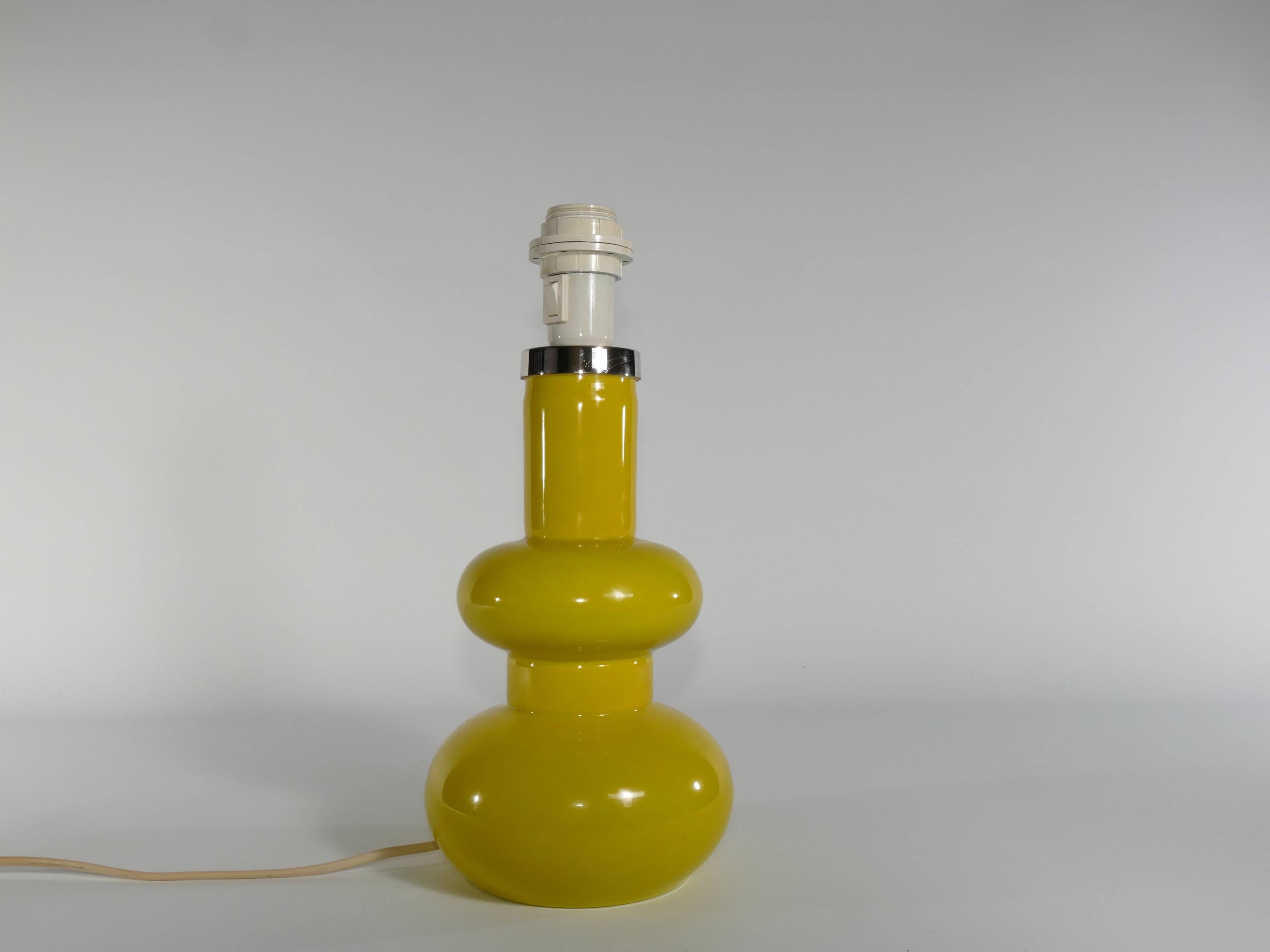 Mid-Century Modern Curvaceous Bright Yellow Glass Table Lamp by Orrefors, 1960s