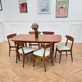 Set of 6 green fabric chairs