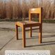 Set vintage pine dining table with 4 rush seat chairs Dutch design