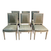 Set of 6 Louis XVI chairs. Beige rechampi