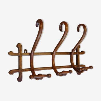 Thonet 3-patéres wall coat holder with bars, signed, circa 1900