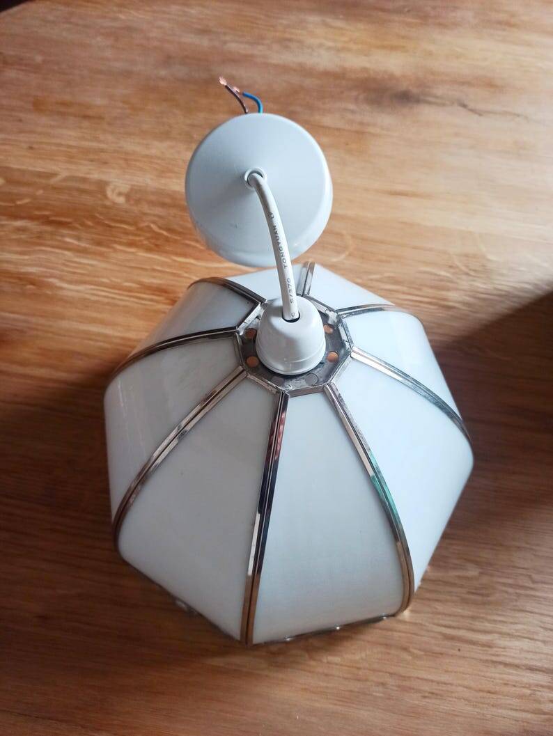 Opaline and pewter chandelier