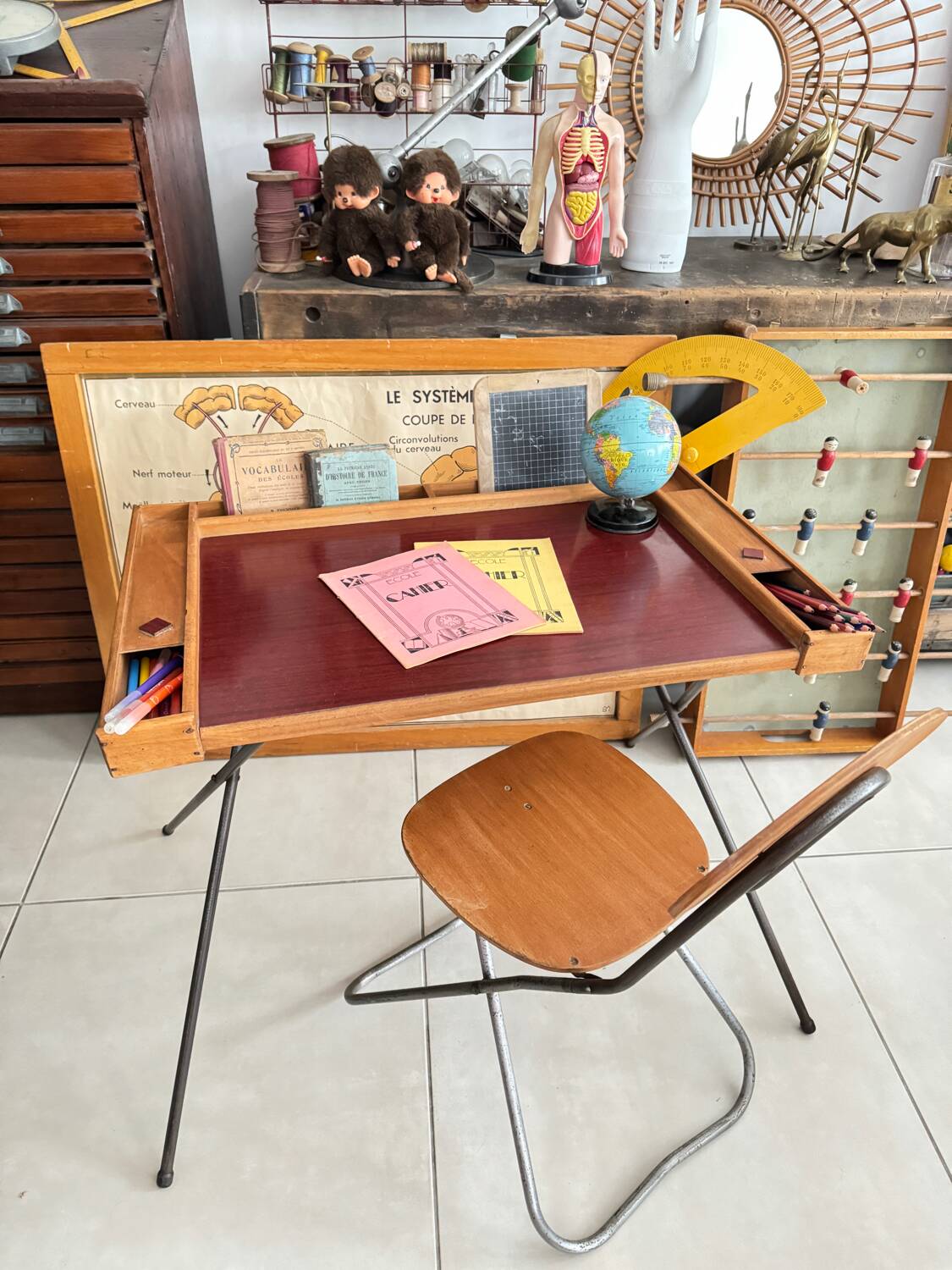 Vintage children's desk and chair set