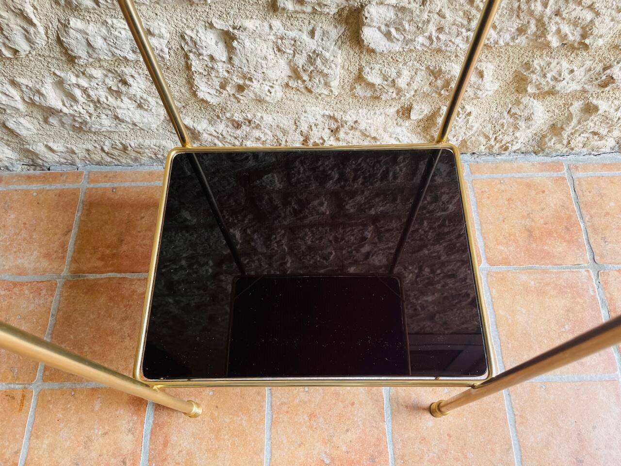 Vintage brass and glass side table circa 70's