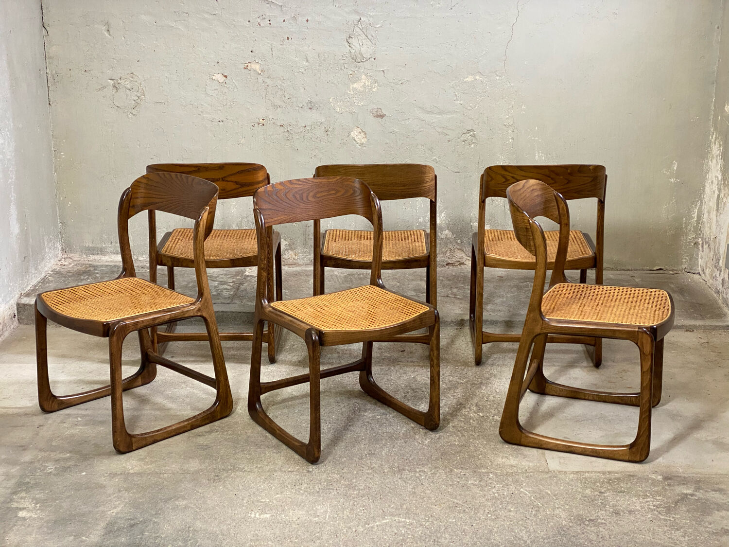 6 baumann cans sleigh chairs