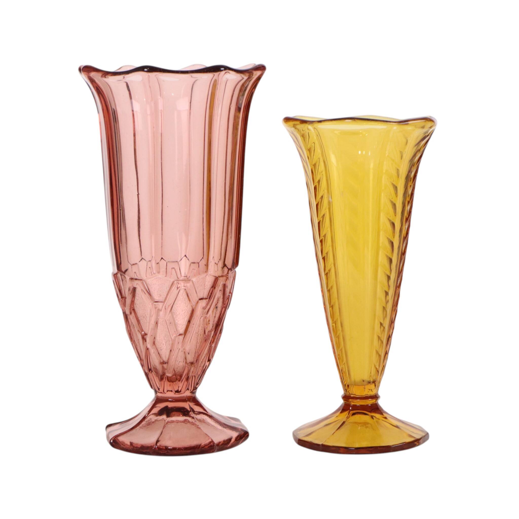 Paire de vases en verre coloré de la période Art Déco