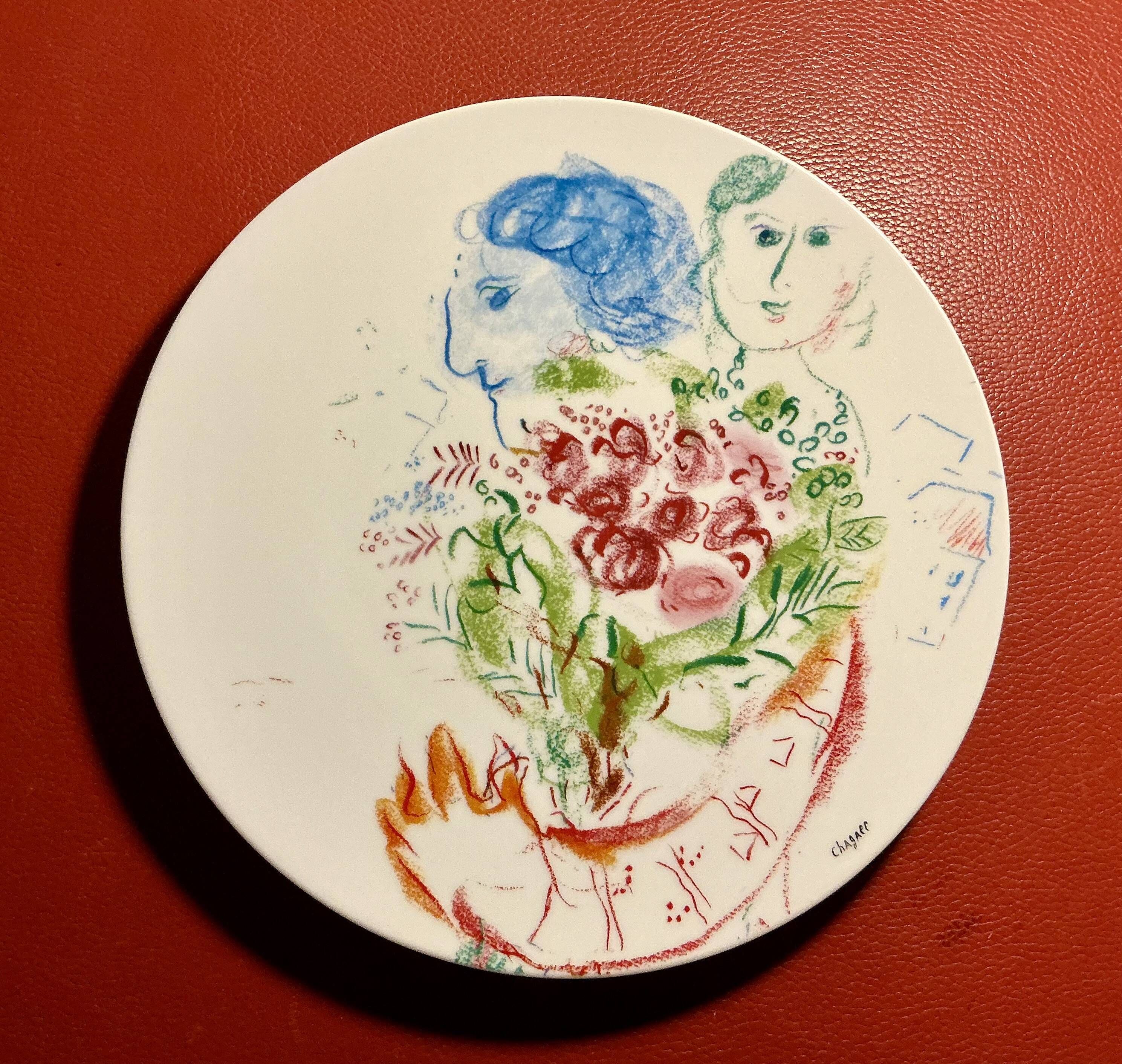 Bernardaud box of 6 Limoges porcelain plates Marc Chagall