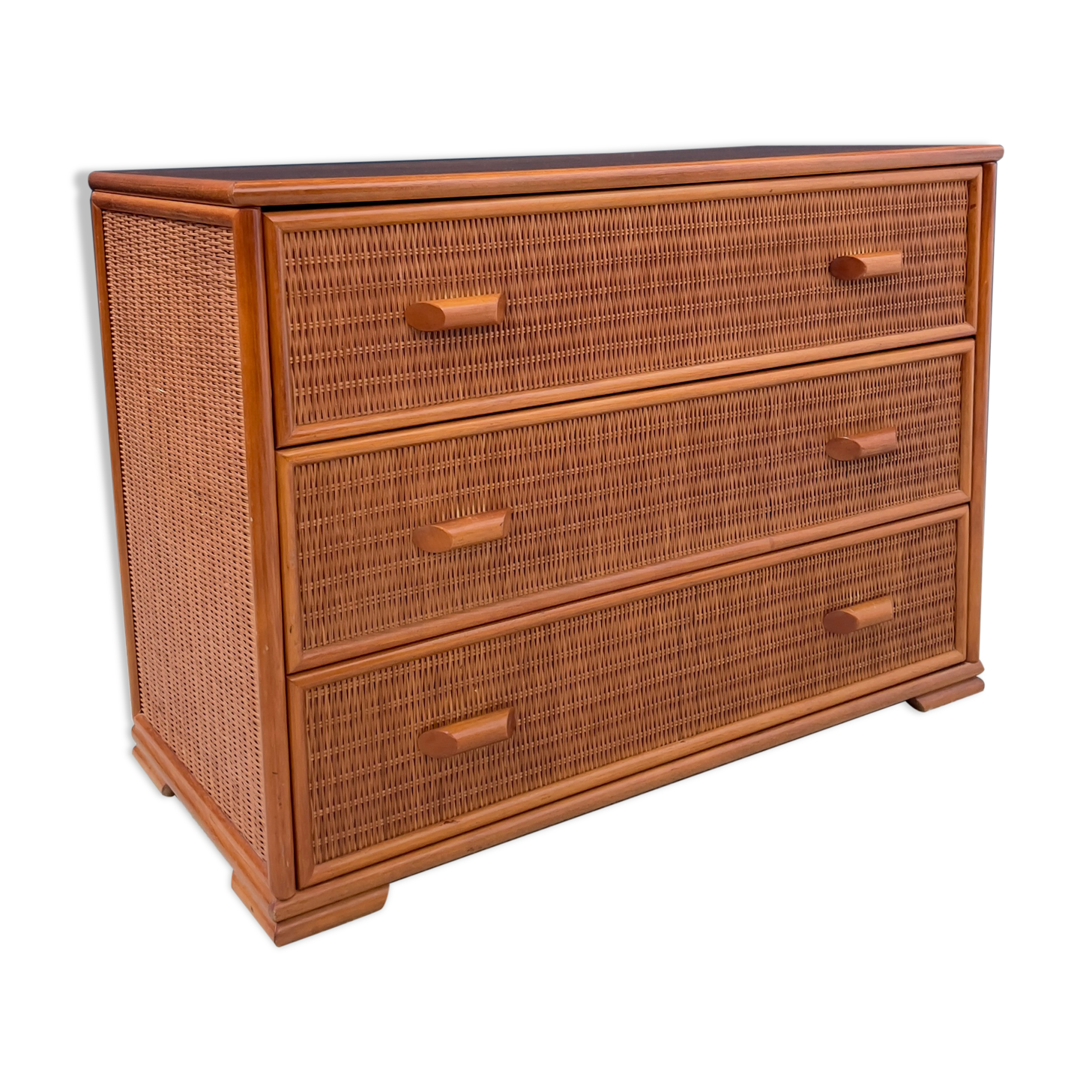 Vintage rattan chest of drawers 3 drawers