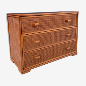 Vintage rattan chest of drawers 3 drawers