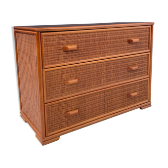 Vintage rattan chest of drawers 3 drawers