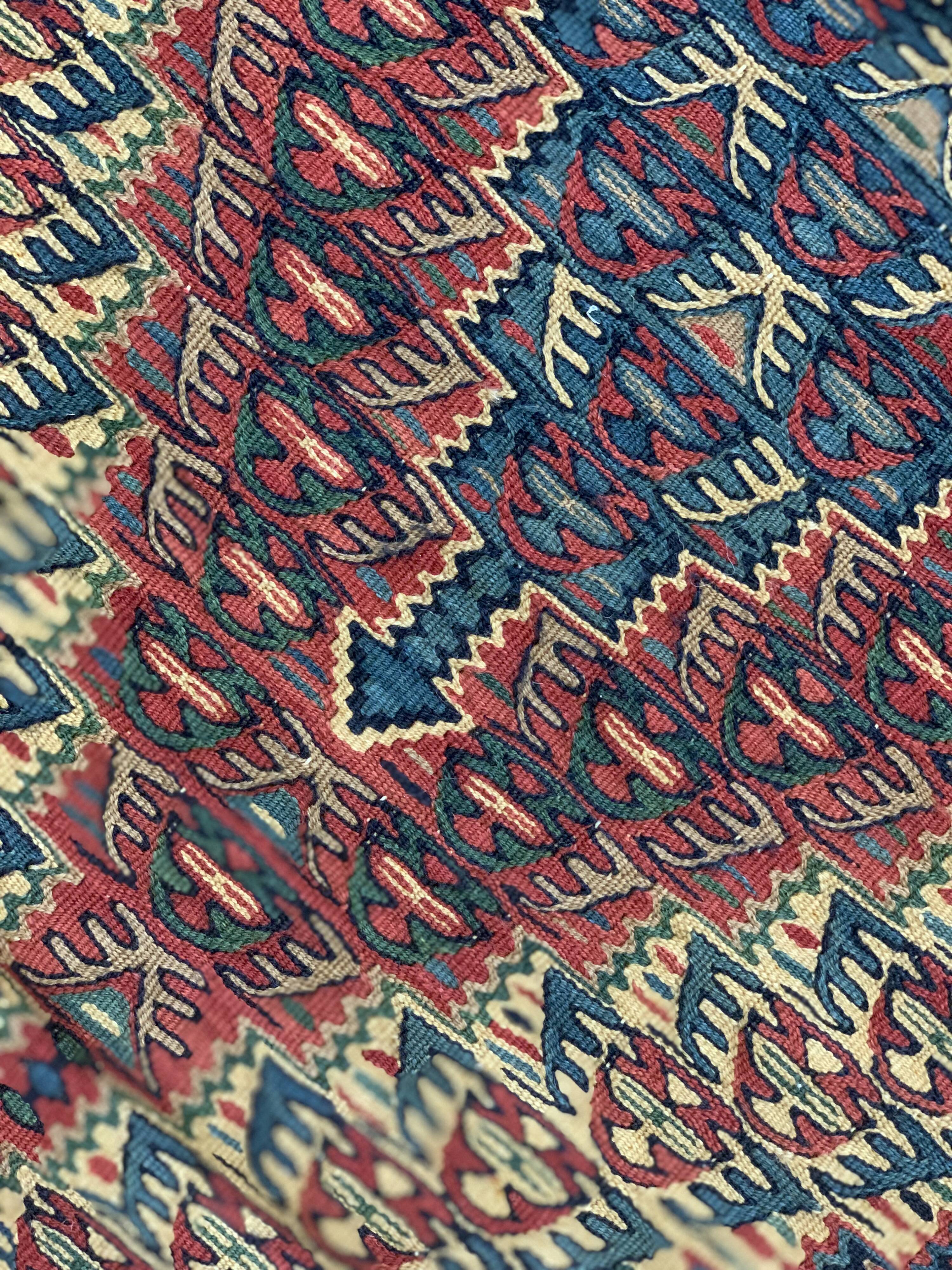 Pair of blue & green silk and wool kilims handmade persian rugs