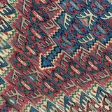 Pair of blue & green silk and wool kilims handmade persian rugs